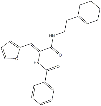 N-[1-({[2-(1-cyclohexen-1-yl)ethyl]amino}carbonyl)-2-(2-furyl)vinyl]benzamide 구조식 이미지