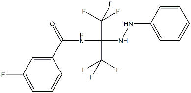 3-fluoro-N-[2,2,2-trifluoro-1-(2-phenylhydrazino)-1-(trifluoromethyl)ethyl]benzamide 구조식 이미지