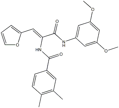 N-[1-[(3,5-dimethoxyanilino)carbonyl]-2-(2-furyl)vinyl]-3,4-dimethylbenzamide 구조식 이미지