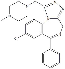 8-chloro-1-[(4-methyl-1-piperazinyl)methyl]-6-phenyl-4H-[1,2,4]triazolo[4,3-a][1,4]benzodiazepine Structure