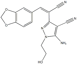 5-amino-3-[2-(1,3-benzodioxol-5-yl)-1-cyanovinyl]-1-(2-hydroxyethyl)-1H-pyrazole-4-carbonitrile Structure