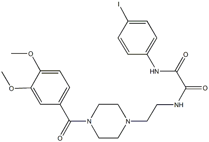 N~1~-{2-[4-(3,4-dimethoxybenzoyl)-1-piperazinyl]ethyl}-N~2~-(4-iodophenyl)ethanediamide 구조식 이미지