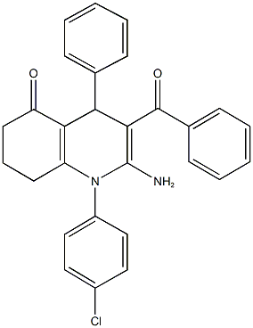2-amino-3-benzoyl-1-(4-chlorophenyl)-4-phenyl-4,6,7,8-tetrahydro-5(1H)-quinolinone Structure