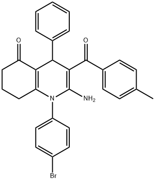 2-amino-1-(4-bromophenyl)-3-(4-methylbenzoyl)-4-phenyl-4,6,7,8-tetrahydro-5(1H)-quinolinone Structure
