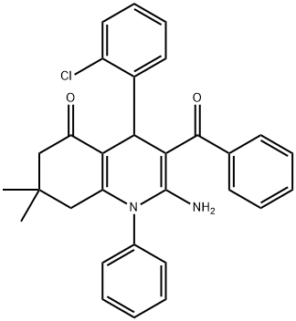 2-amino-3-benzoyl-4-(2-chlorophenyl)-7,7-dimethyl-1-phenyl-4,6,7,8-tetrahydro-5(1H)-quinolinone Structure