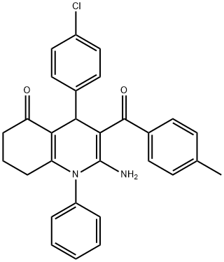 2-amino-4-(4-chlorophenyl)-3-(4-methylbenzoyl)-1-phenyl-4,6,7,8-tetrahydro-5(1H)-quinolinone Structure