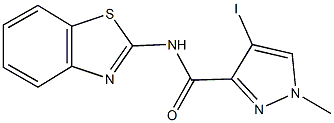 N-(1,3-benzothiazol-2-yl)-4-iodo-1-methyl-1H-pyrazole-3-carboxamide 구조식 이미지