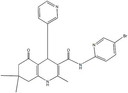 N-(5-bromopyridin-2-yl)-2,7,7-trimethyl-5-oxo-4-pyridin-3-yl-1,4,5,6,7,8-hexahydroquinoline-3-carboxamide 구조식 이미지