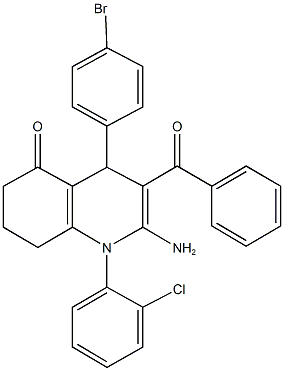 2-amino-3-benzoyl-4-(4-bromophenyl)-1-(2-chlorophenyl)-4,6,7,8-tetrahydro-5(1H)-quinolinone Structure