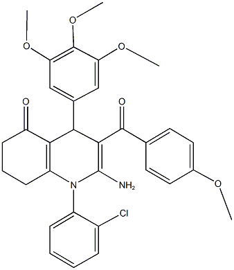 2-amino-1-(2-chlorophenyl)-3-(4-methoxybenzoyl)-4-(3,4,5-trimethoxyphenyl)-4,6,7,8-tetrahydro-5(1H)-quinolinone 구조식 이미지