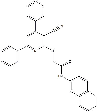 2-[(3-cyano-4,6-diphenyl-2-pyridinyl)sulfanyl]-N-(2-naphthyl)acetamide Structure