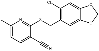 2-{[(6-chloro-1,3-benzodioxol-5-yl)methyl]sulfanyl}-6-methylnicotinonitrile 구조식 이미지