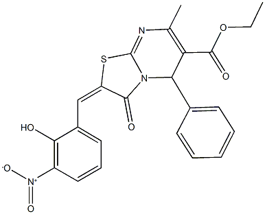 ethyl 2-{2-hydroxy-3-nitrobenzylidene}-7-methyl-3-oxo-5-phenyl-2,3-dihydro-5H-[1,3]thiazolo[3,2-a]pyrimidine-6-carboxylate 구조식 이미지