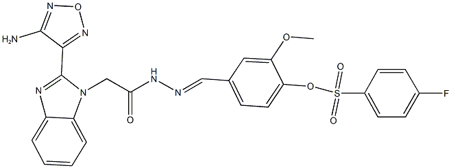 4-(2-{[2-(4-amino-1,2,5-oxadiazol-3-yl)-1H-benzimidazol-1-yl]acetyl}carbohydrazonoyl)-2-methoxyphenyl 4-fluorobenzenesulfonate 구조식 이미지