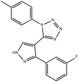 5-[5-(3-fluorophenyl)-1H-pyrazol-4-yl]-1-(4-methylphenyl)-1H-tetraazole 구조식 이미지