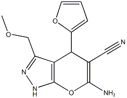 6-amino-4-(2-furyl)-3-(methoxymethyl)-1,4-dihydropyrano[2,3-c]pyrazole-5-carbonitrile 구조식 이미지