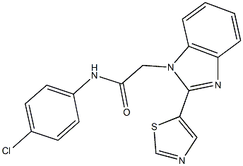 N-(4-chlorophenyl)-2-[2-(1,3-thiazol-5-yl)-1H-benzimidazol-1-yl]acetamide 구조식 이미지