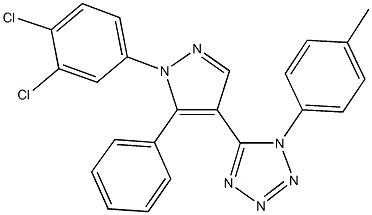 5-[1-(3,4-dichlorophenyl)-5-phenyl-1H-pyrazol-4-yl]-1-(4-methylphenyl)-1H-tetraazole 구조식 이미지