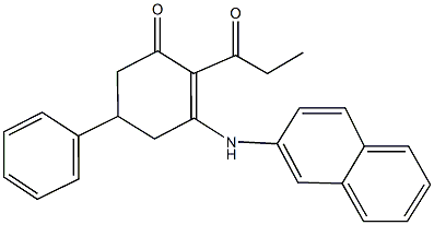 3-(2-naphthylamino)-5-phenyl-2-propionyl-2-cyclohexen-1-one Structure