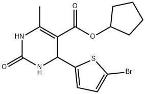 cyclopentyl 4-(5-bromo-2-thienyl)-6-methyl-2-oxo-1,2,3,4-tetrahydro-5-pyrimidinecarboxylate 구조식 이미지