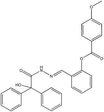 2-{2-[hydroxy(diphenyl)acetyl]carbohydrazonoyl}phenyl 4-methoxybenzoate 구조식 이미지