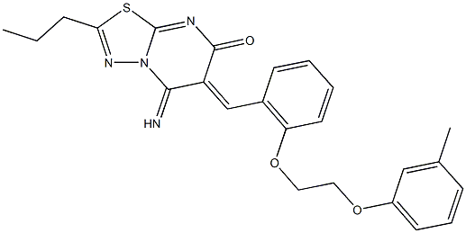 5-imino-6-{2-[2-(3-methylphenoxy)ethoxy]benzylidene}-2-propyl-5,6-dihydro-7H-[1,3,4]thiadiazolo[3,2-a]pyrimidin-7-one Structure