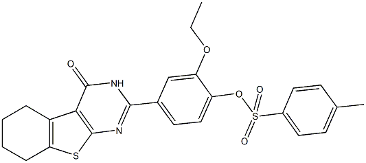 2-ethoxy-4-(4-oxo-3,4,5,6,7,8-hexahydro[1]benzothieno[2,3-d]pyrimidin-2-yl)phenyl 4-methylbenzenesulfonate 구조식 이미지