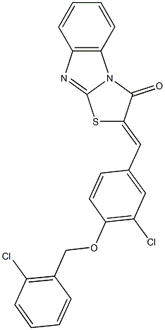 2-{3-chloro-4-[(2-chlorobenzyl)oxy]benzylidene}[1,3]thiazolo[3,2-a]benzimidazol-3(2H)-one 구조식 이미지