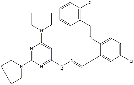 5-chloro-2-[(2-chlorobenzyl)oxy]benzaldehyde (2,6-dipyrrolidin-1-ylpyrimidin-4-yl)hydrazone 구조식 이미지