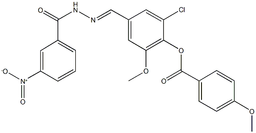 2-chloro-4-(2-{3-nitrobenzoyl}carbohydrazonoyl)-6-methoxyphenyl 4-methoxybenzoate 구조식 이미지