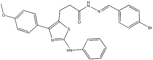 3-[2-anilino-4-(4-methoxyphenyl)-1,3-thiazol-5-yl]-N'-(4-bromobenzylidene)propanohydrazide Structure