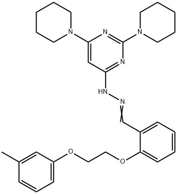 2-[2-(3-methylphenoxy)ethoxy]benzaldehyde (2,6-dipiperidin-1-ylpyrimidin-4-yl)hydrazone Structure