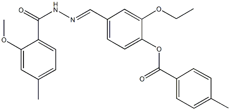 2-ethoxy-4-[2-(2-methoxy-4-methylbenzoyl)carbohydrazonoyl]phenyl 4-methylbenzoate Structure