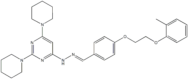 4-[2-(2-methylphenoxy)ethoxy]benzaldehyde (2,6-dipiperidin-1-ylpyrimidin-4-yl)hydrazone Structure