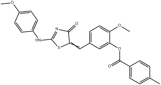 2-methoxy-5-({2-[(4-methoxyphenyl)imino]-4-oxo-1,3-thiazolidin-5-ylidene}methyl)phenyl 4-methylbenzoate 구조식 이미지