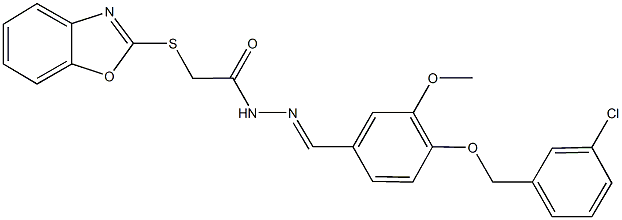 2-(1,3-benzoxazol-2-ylsulfanyl)-N'-{4-[(3-chlorobenzyl)oxy]-3-methoxybenzylidene}acetohydrazide 구조식 이미지