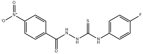 N-(4-fluorophenyl)-2-{4-nitrobenzoyl}hydrazinecarbothioamide 구조식 이미지