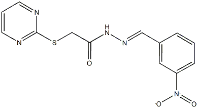 N'-{3-nitrobenzylidene}-2-(2-pyrimidinylsulfanyl)acetohydrazide 구조식 이미지