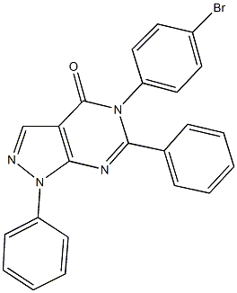 5-(4-bromophenyl)-1,6-diphenyl-1,5-dihydro-4H-pyrazolo[3,4-d]pyrimidin-4-one 구조식 이미지