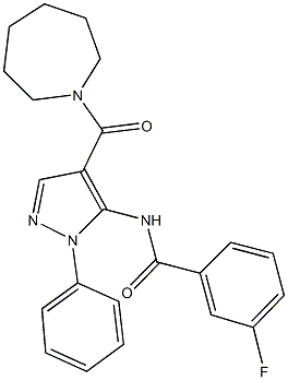 N-[4-(1-azepanylcarbonyl)-1-phenyl-1H-pyrazol-5-yl]-3-fluorobenzamide 구조식 이미지