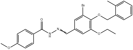 N'-{3-bromo-5-ethoxy-4-[(2-methylbenzyl)oxy]benzylidene}-4-methoxybenzohydrazide 구조식 이미지