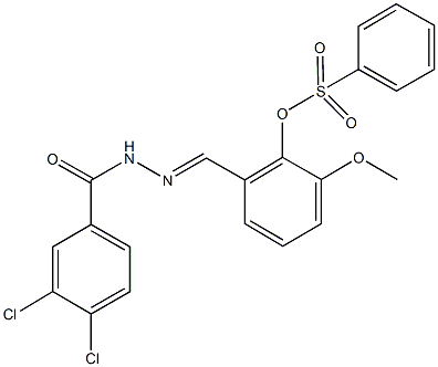 2-[2-(3,4-dichlorobenzoyl)carbohydrazonoyl]-6-methoxyphenyl benzenesulfonate 구조식 이미지