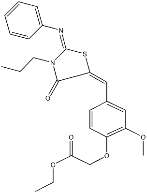 ethyl (2-methoxy-4-{[4-oxo-2-(phenylimino)-3-propyl-1,3-thiazolidin-5-ylidene]methyl}phenoxy)acetate Structure