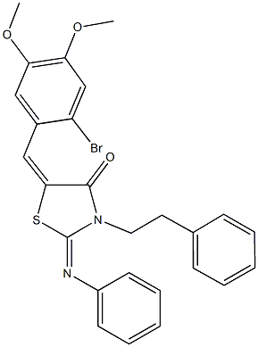 5-(2-bromo-4,5-dimethoxybenzylidene)-3-(2-phenylethyl)-2-(phenylimino)-1,3-thiazolidin-4-one 구조식 이미지