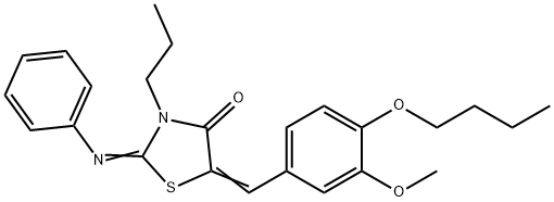 5-(4-butoxy-3-methoxybenzylidene)-2-(phenylimino)-3-propyl-1,3-thiazolidin-4-one Structure