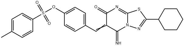 4-[(2-cyclohexyl-5-imino-7-oxo-5H-[1,3,4]thiadiazolo[3,2-a]pyrimidin-6(7H)-ylidene)methyl]phenyl 4-methylbenzenesulfonate Structure