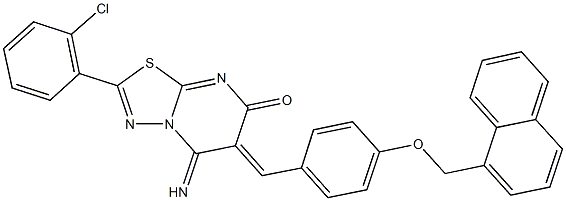 2-(2-chlorophenyl)-5-imino-6-[4-(1-naphthylmethoxy)benzylidene]-5,6-dihydro-7H-[1,3,4]thiadiazolo[3,2-a]pyrimidin-7-one 구조식 이미지