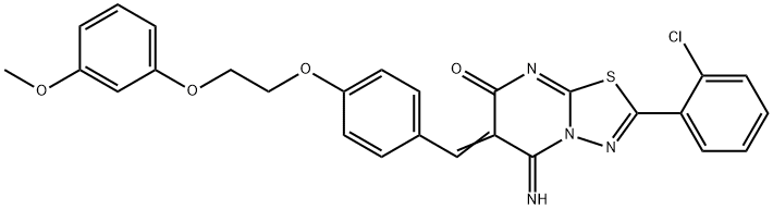 2-(2-chlorophenyl)-5-imino-6-{4-[2-(3-methoxyphenoxy)ethoxy]benzylidene}-5,6-dihydro-7H-[1,3,4]thiadiazolo[3,2-a]pyrimidin-7-one Structure