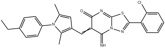2-(2-chlorophenyl)-6-{[1-(4-ethylphenyl)-2,5-dimethyl-1H-pyrrol-3-yl]methylene}-5-imino-5,6-dihydro-7H-[1,3,4]thiadiazolo[3,2-a]pyrimidin-7-one Structure
