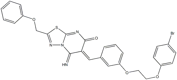 6-{3-[2-(4-bromophenoxy)ethoxy]benzylidene}-5-imino-2-(phenoxymethyl)-5,6-dihydro-7H-[1,3,4]thiadiazolo[3,2-a]pyrimidin-7-one 구조식 이미지